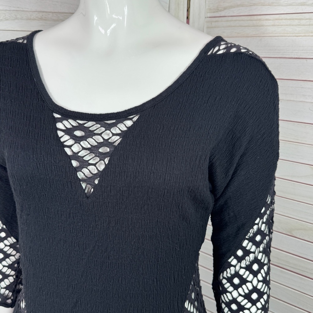 Free People To The Point Lace Cutouts Stretch Skater Dress Black‎ Small Gothic - Picture 6 of 14